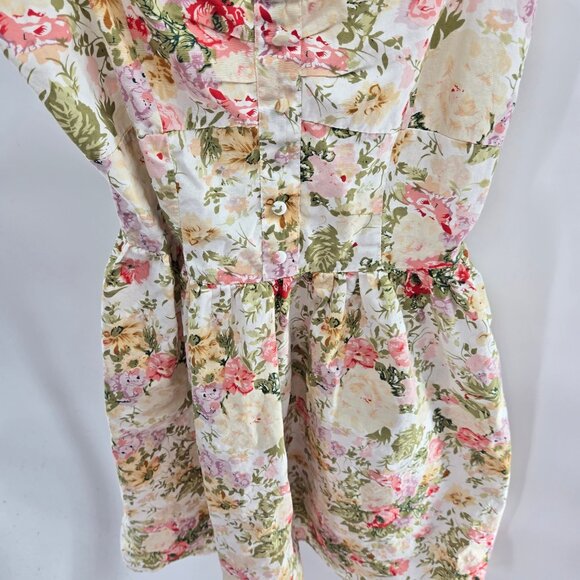 Cotton On Cream Floral Cottagecore Mini Ruched Back100% Cotton Dress Medium - Picture 5 of 10
